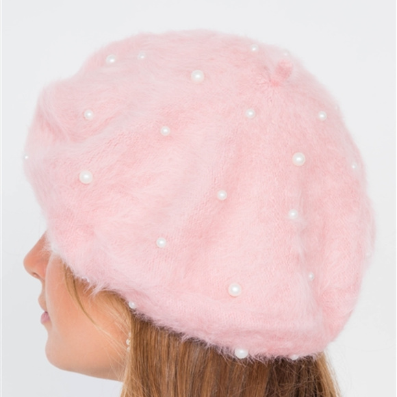 Beret with Real Fur and Faux pearl details - Picture 2 of 2